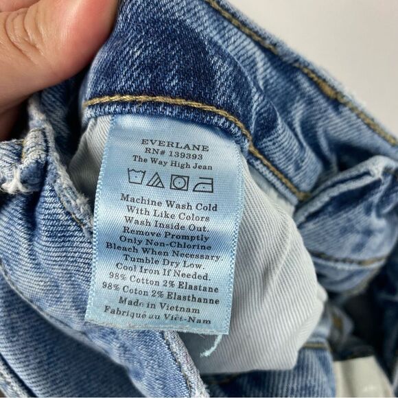 Everlane The Way High Jeans Distressed Hem Straight Wide Leg - Picture 4 of 5